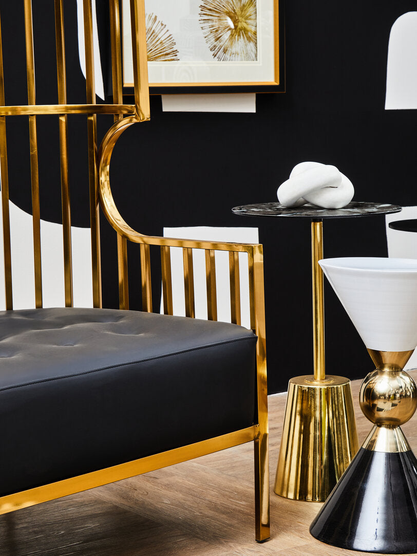 Eliza Gold Dome Cage Two Seat Sofa
