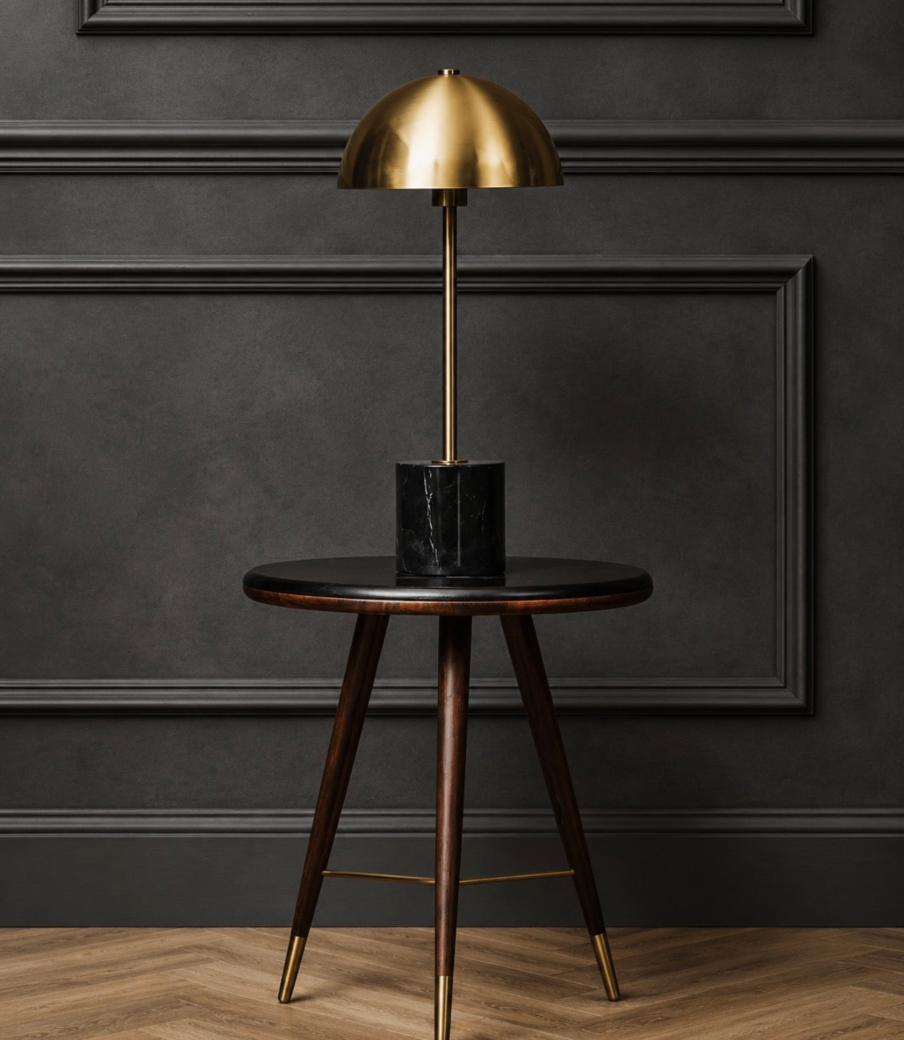 Murdoch Brushed Brass Table Lamp with Black Marble Base