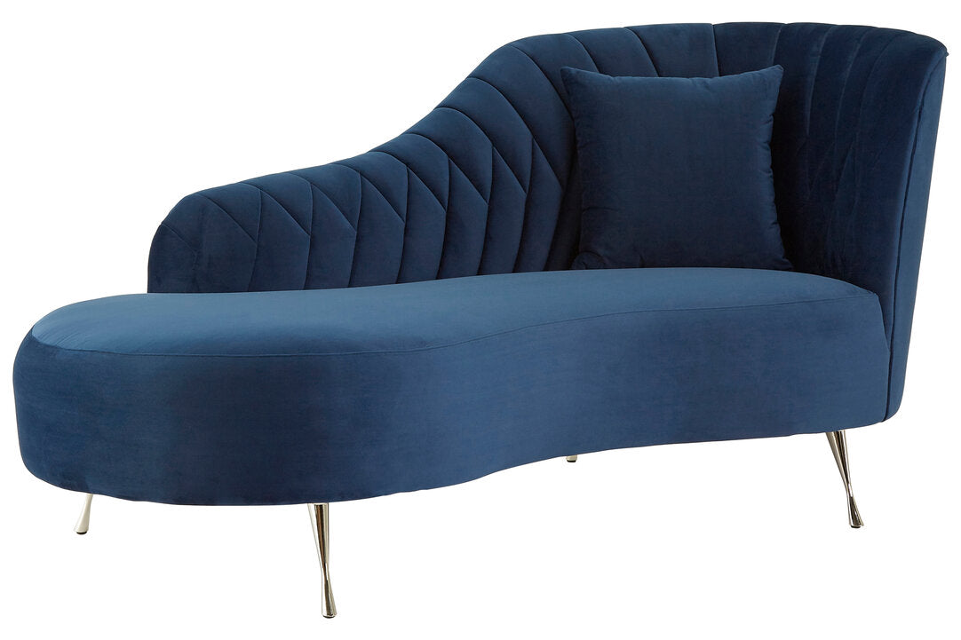Rene Dark Blue Velvet Right Hand Chaise Longue