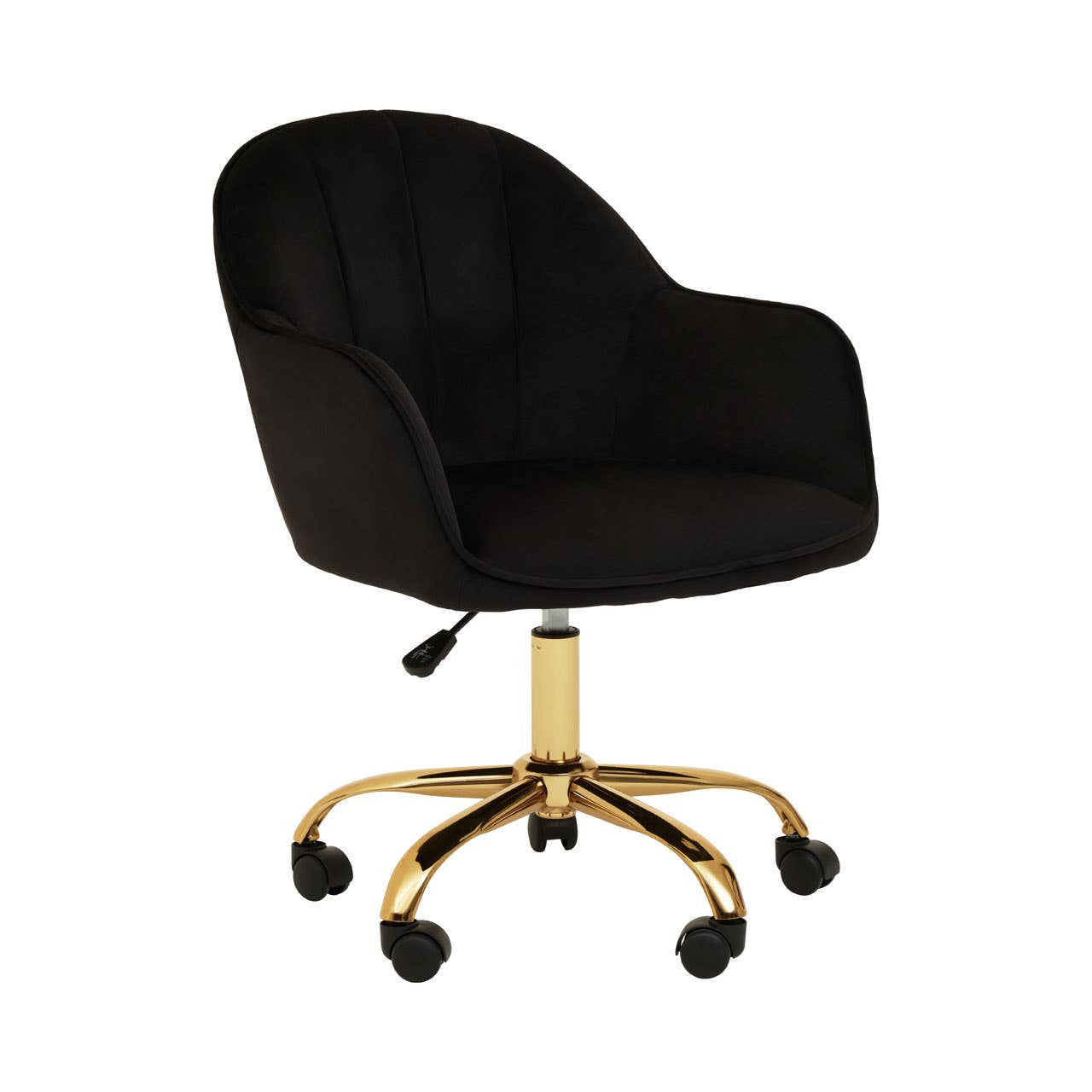 Black Velvet Office Chair with Gold Base – Refined Workspace Seating with Contrast Finish
