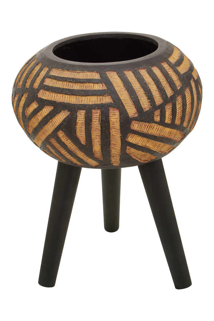 Darnell Natural And Black Tapered Planter