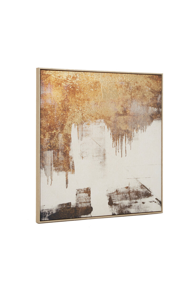Abstract Wall Art with Gold Foil – Contemporary Workspace Statement Piece with Textured Finish