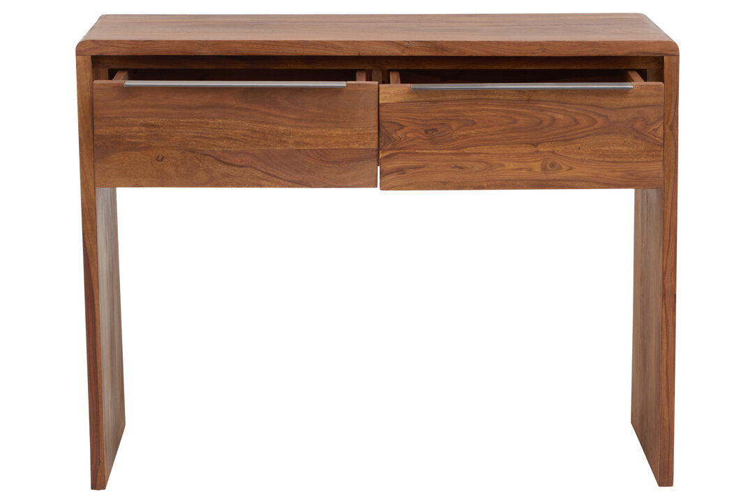 Sheesham & Acacia Wood Console Desk with Drawers – Natural Workspace Desk