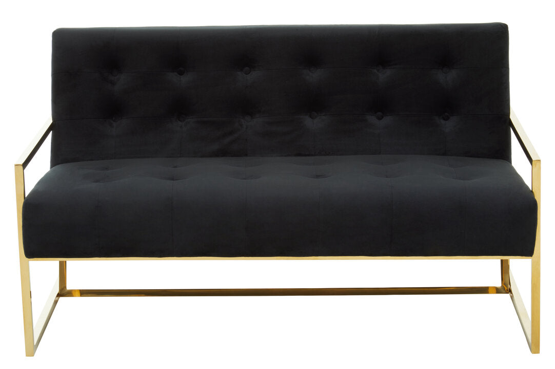 Azalea Two Seat Black Velvet Sofa