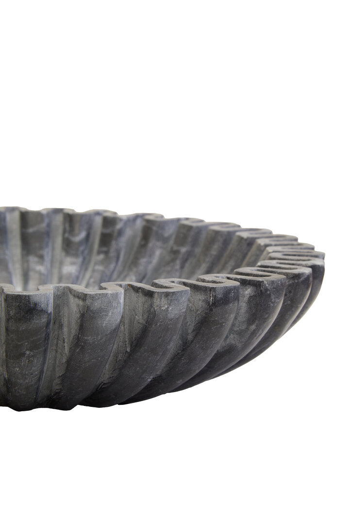 Savio Small Grey Fluted Marble Bowl