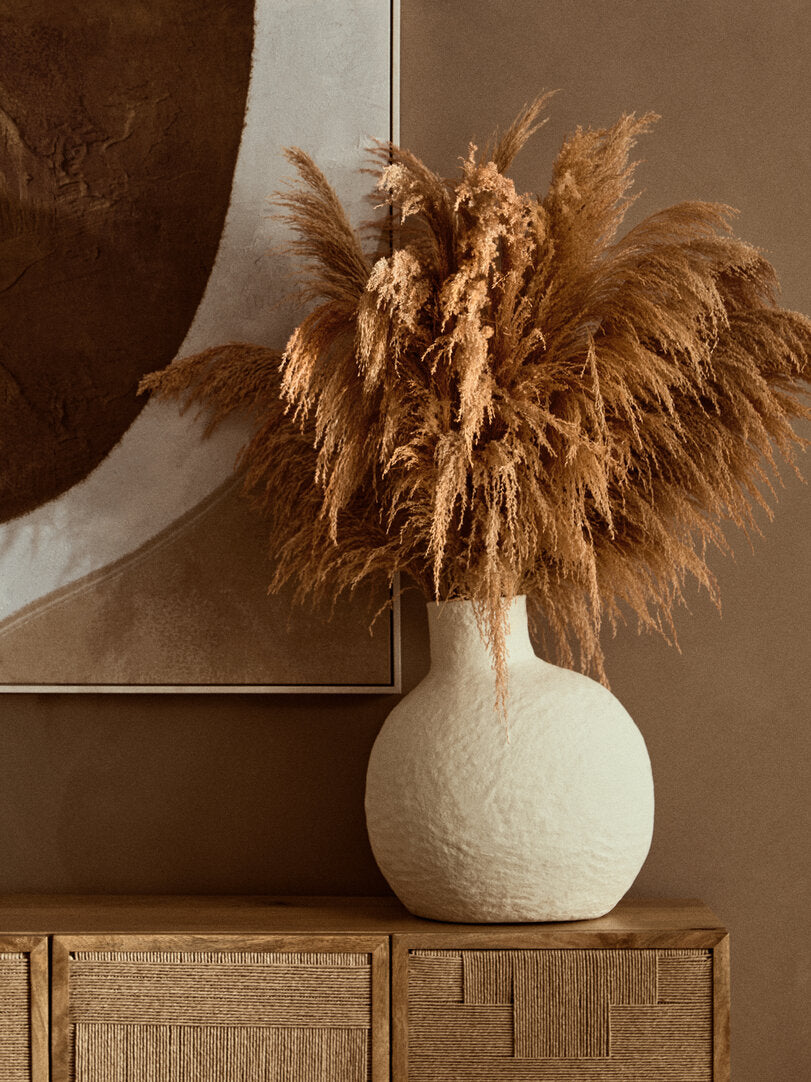 Sanai Cotton Mache Large Cream Vase