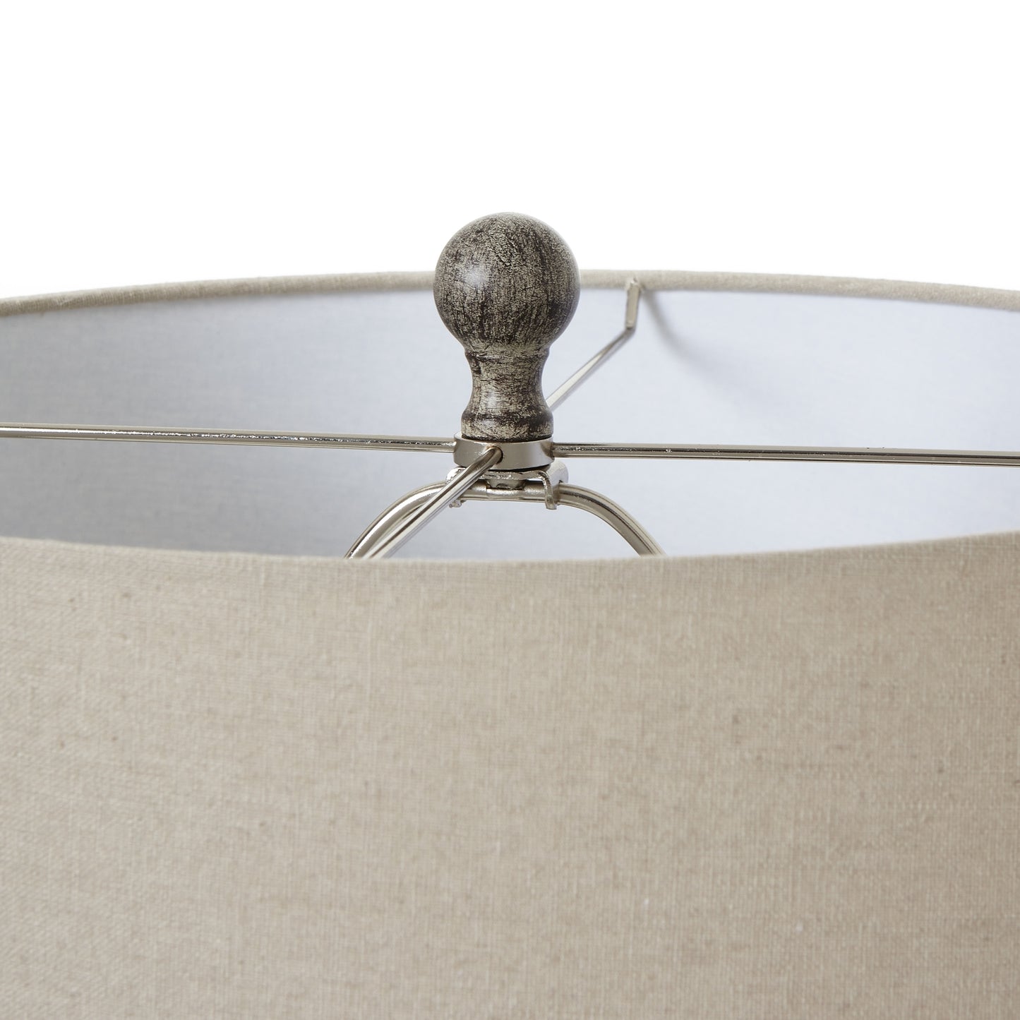 Ochre Carved Desk Lamp – Linen Shade