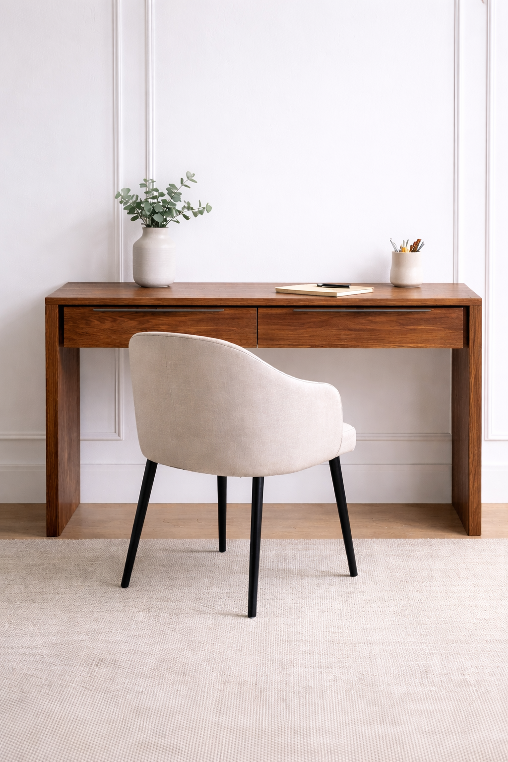 Sheesham & Acacia Wood Console Desk with Drawers – Natural Workspace Desk