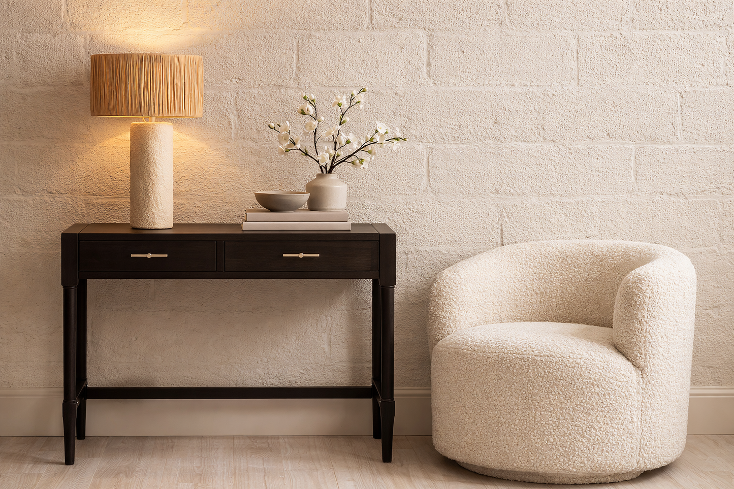 Heritage Black Pine Desk with Dual Drawers –  Workspace Desk with Carved Detail