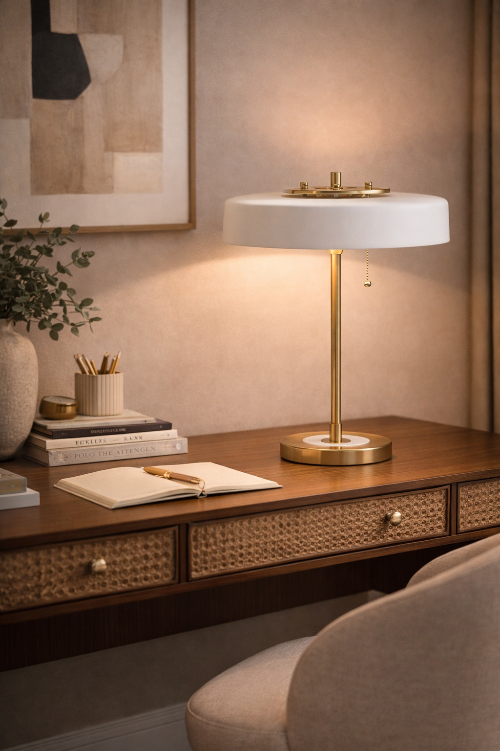 Rogano White Shade With Gold finish Frame Table Lamp
