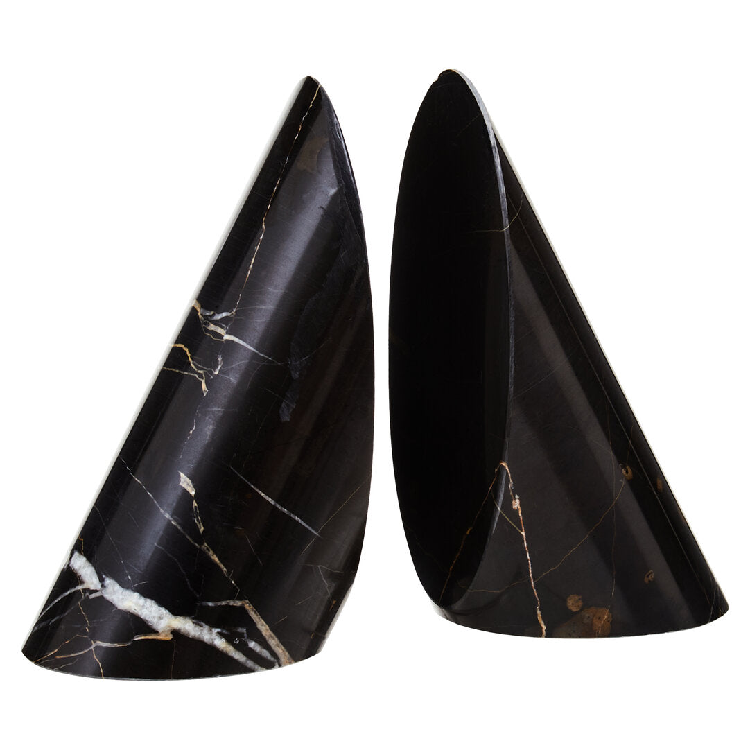 Salmo Set of Two Black Marble Bookends