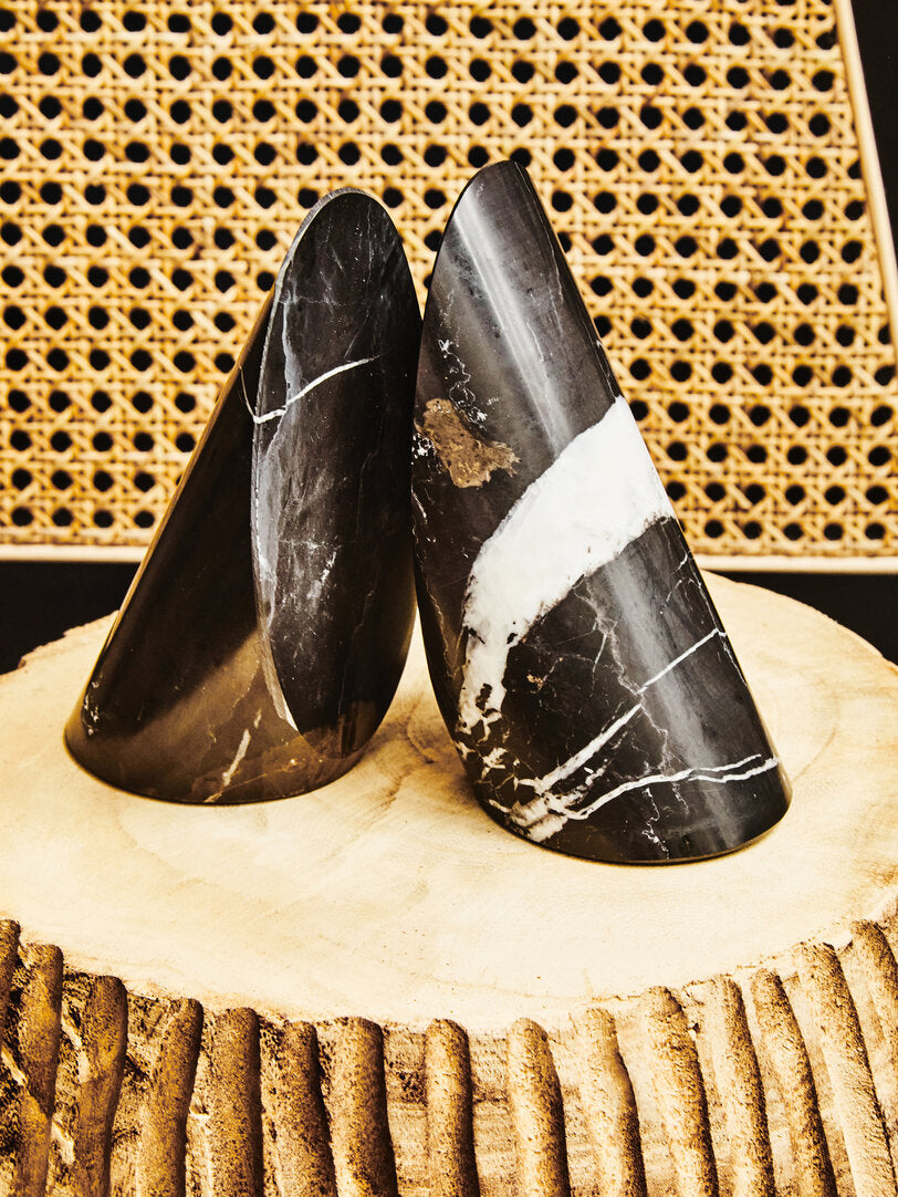 Salmo Set of Two Black Marble Bookends