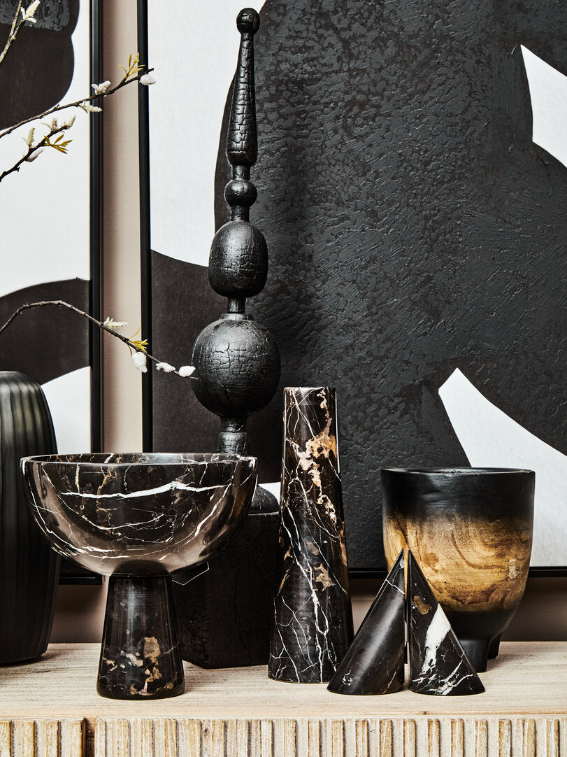 Salmo Set of Two Black Marble Bookends