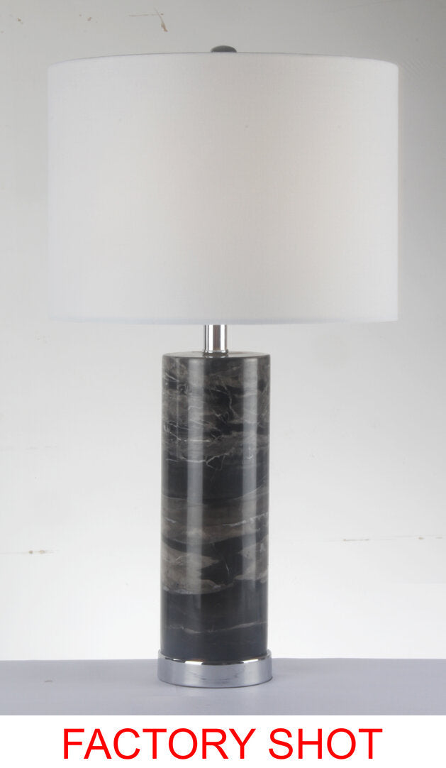 Ebony Black Marble Table Lamp Chrome Base