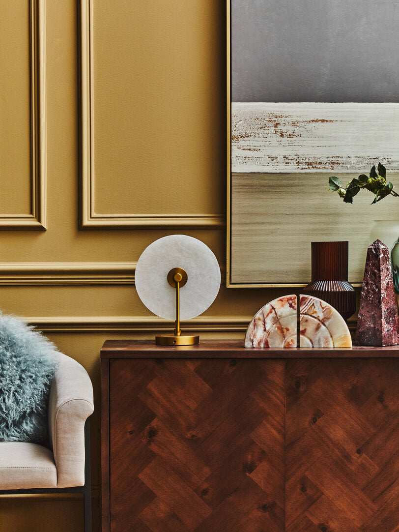 Waldorf White Marble And Gold Finish Table Lamp