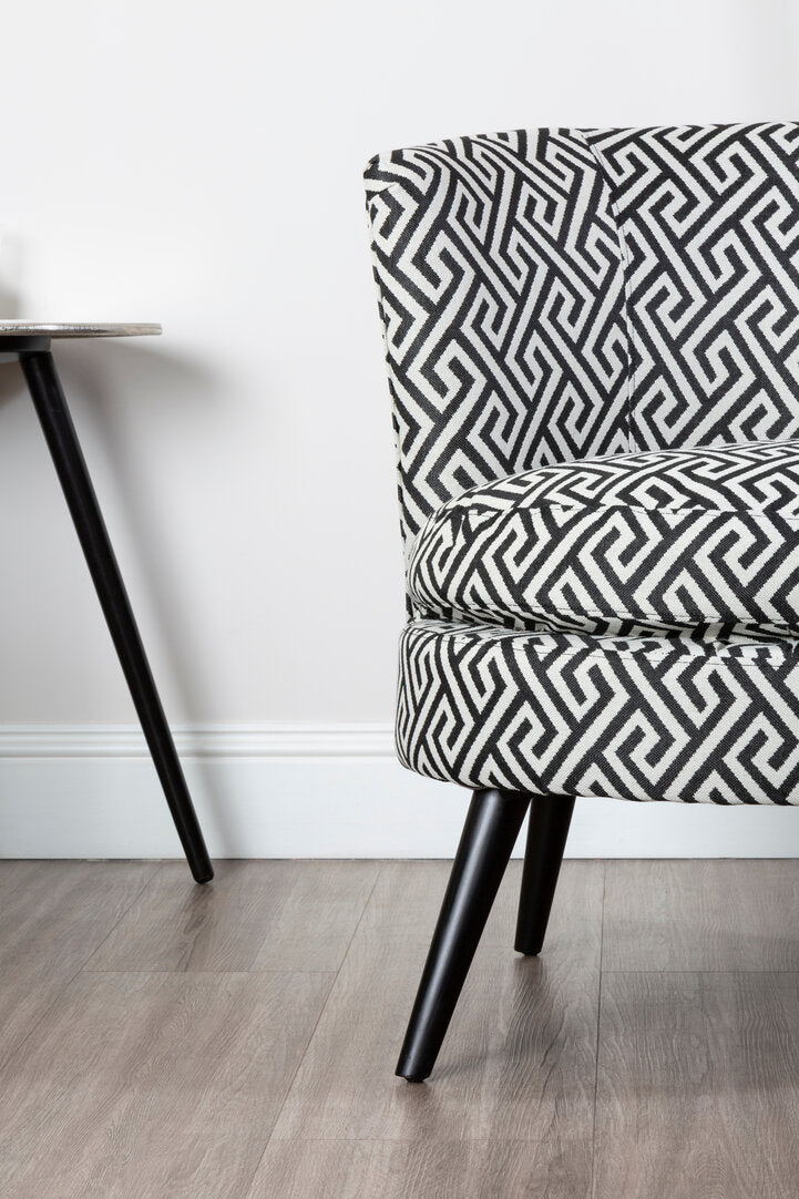 Regent Park Black And Beige Greek Key Round Armchair