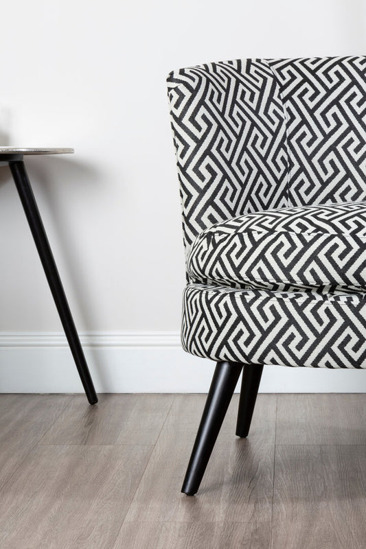 Regent Park Black And Beige Greek Key Round Armchair