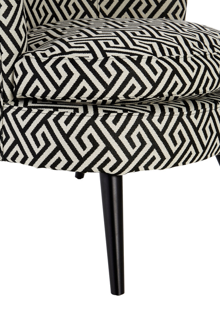 Regent Park Black And Beige Greek Key Round Armchair