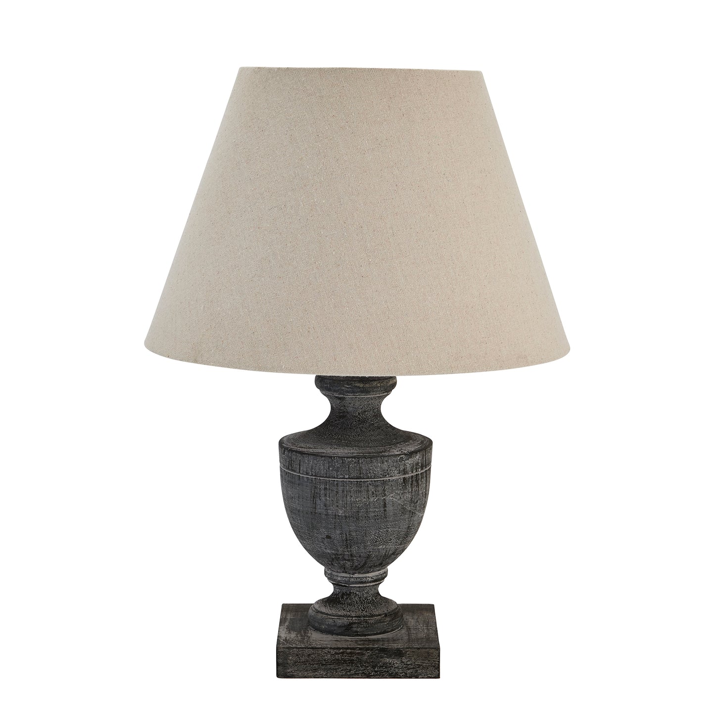 Incia Urn Wooden Desk Lamp - Linen Shade