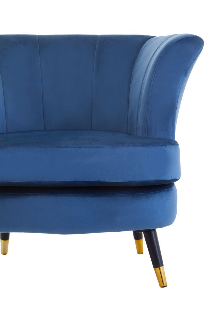 Loretta Midnight Blue Velvet Curved Accent Chair
