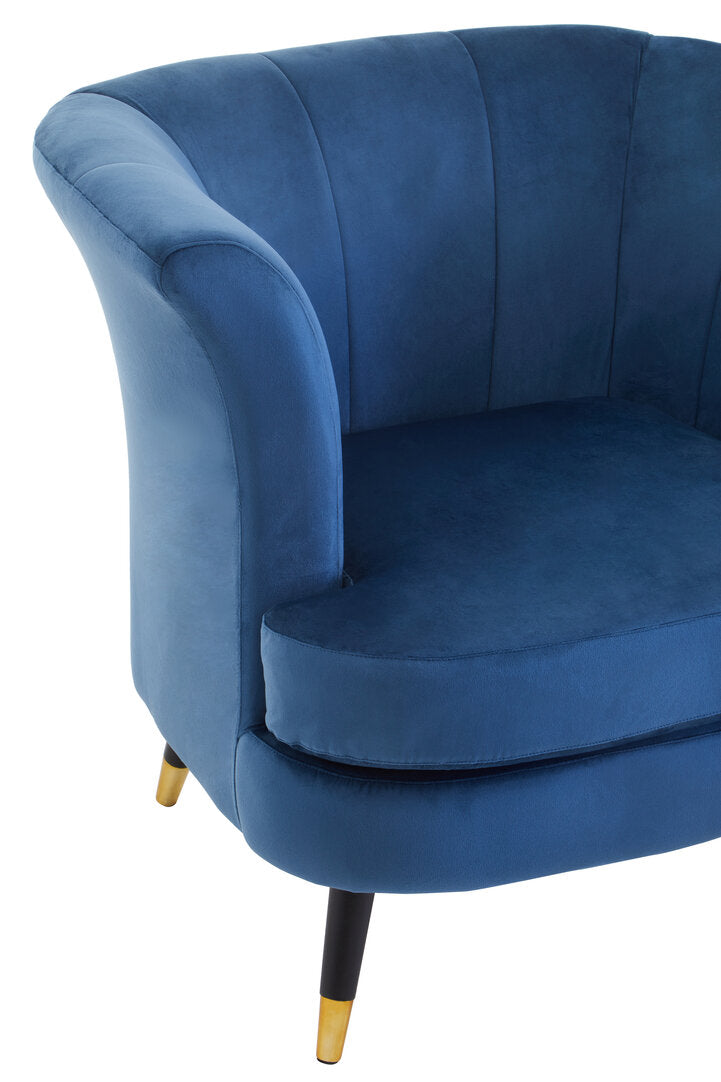 Loretta Midnight Blue Velvet Curved Accent Chair