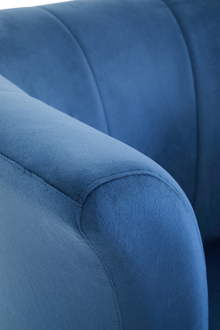 Loretta Midnight Blue Velvet Curved Accent Chair