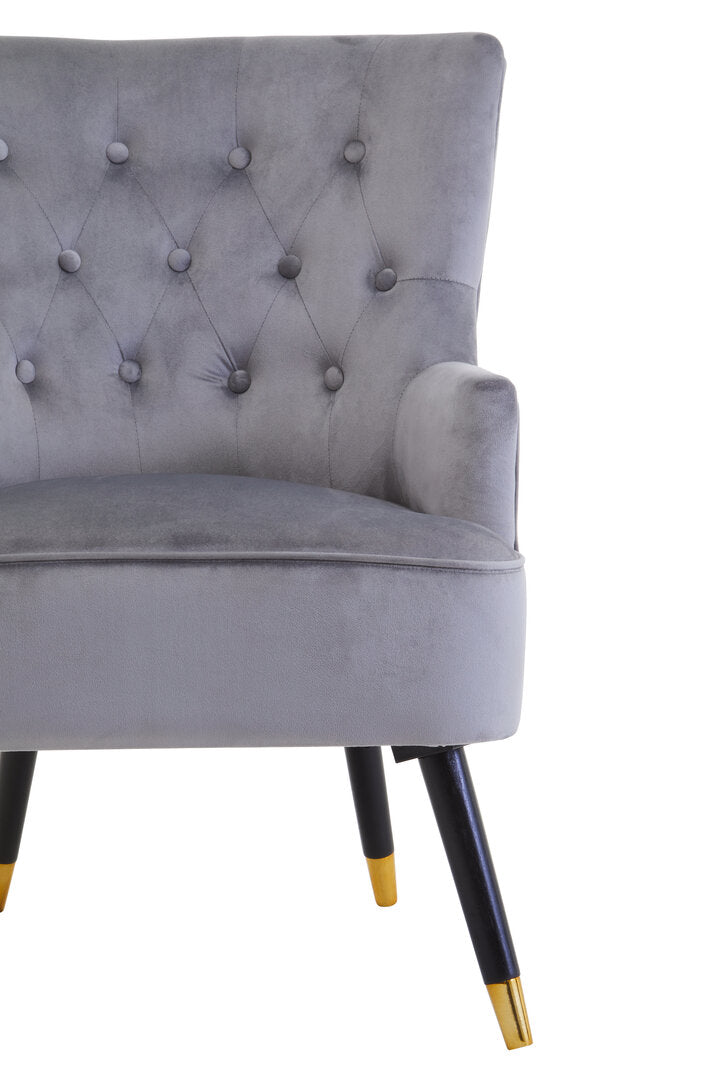 Loretta Grey Velvet Tufted Chair