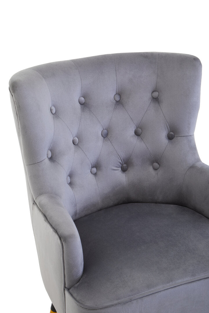 Loretta Grey Velvet Tufted Chair