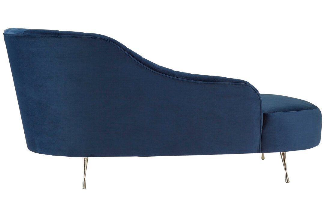 Rene Dark Blue Velvet Right Hand Chaise Longue