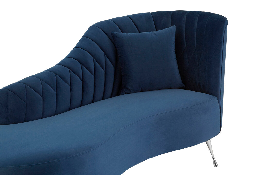 Rene Dark Blue Velvet Right Hand Chaise Longue
