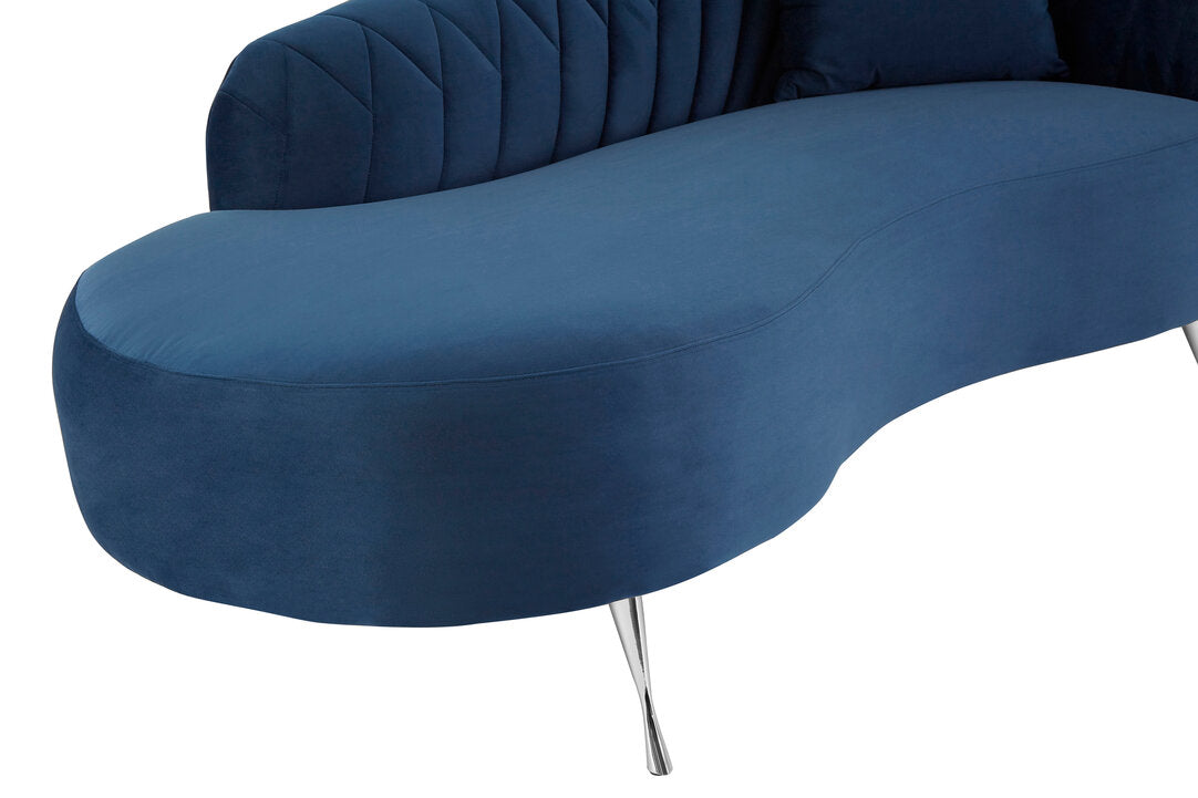 Rene Dark Blue Velvet Right Hand Chaise Longue