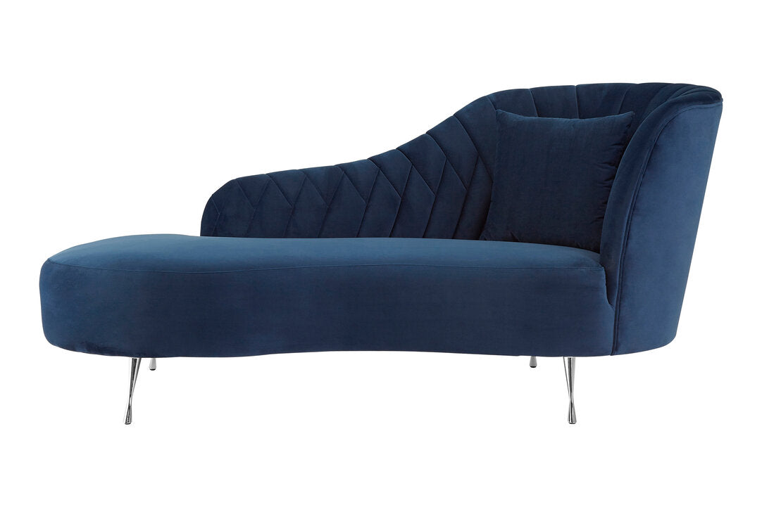 Rene Dark Blue Velvet Right Hand Chaise Longue
