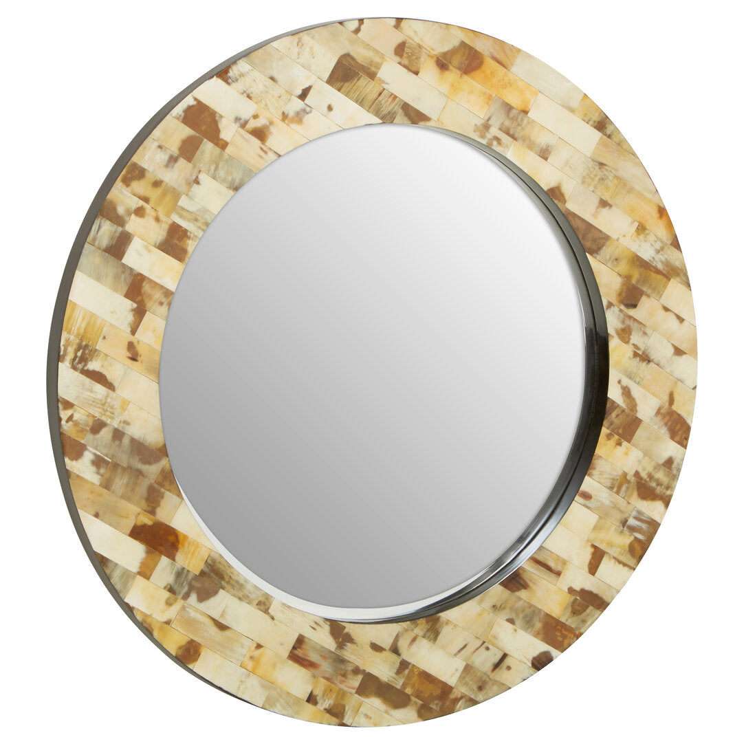 Obra Round Cream Mother of Pearl Wall Mirror
