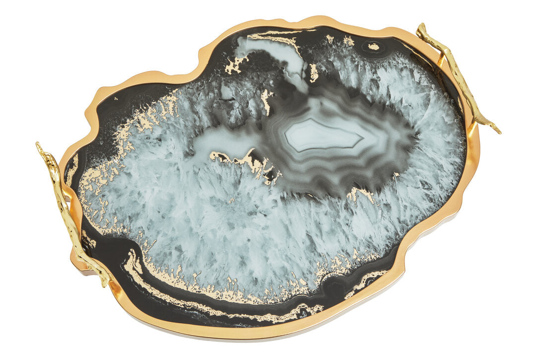Celina Black And Gold Agate Tray