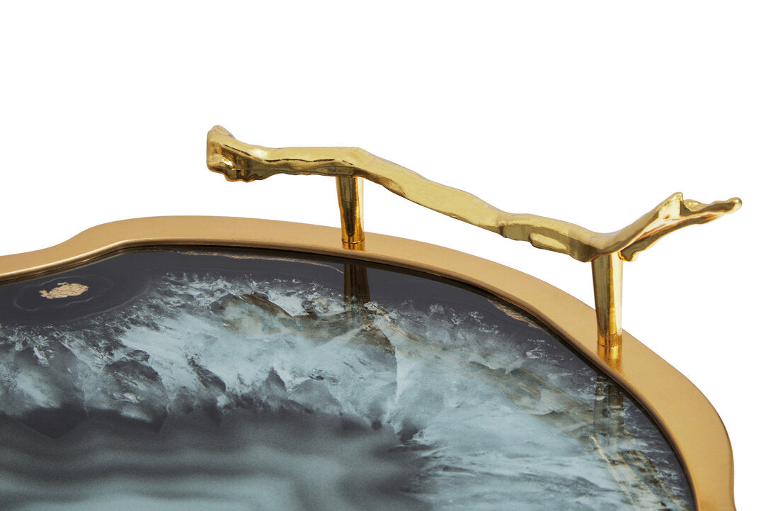 Celina Black And Gold Agate Tray