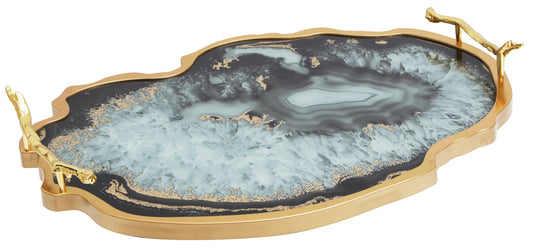 Celina Black And Gold Agate Tray