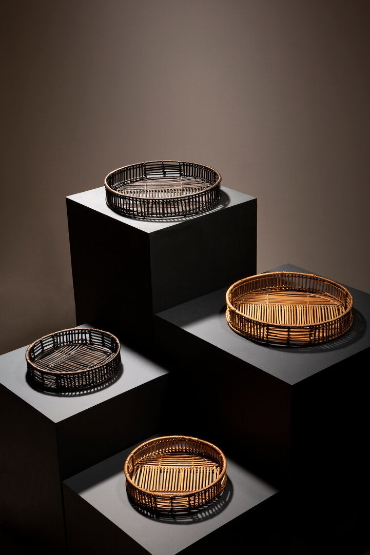 Batu Set of 2 Black Rattan Trays