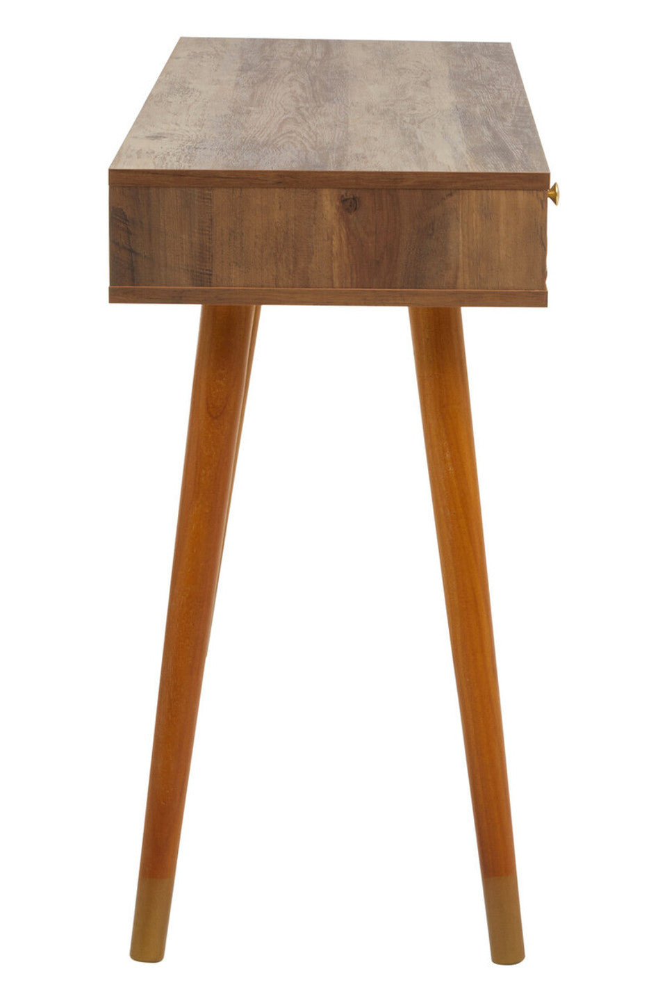 Frida Slim Wood Veneer Console Desk with Drawers – Compact Workspace Desk with Tapered Legs