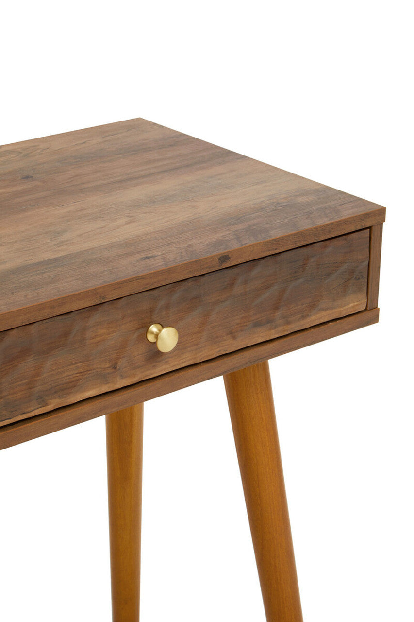 Frida Slim Wood Veneer Console Desk with Drawers – Compact Workspace Desk with Tapered Legs