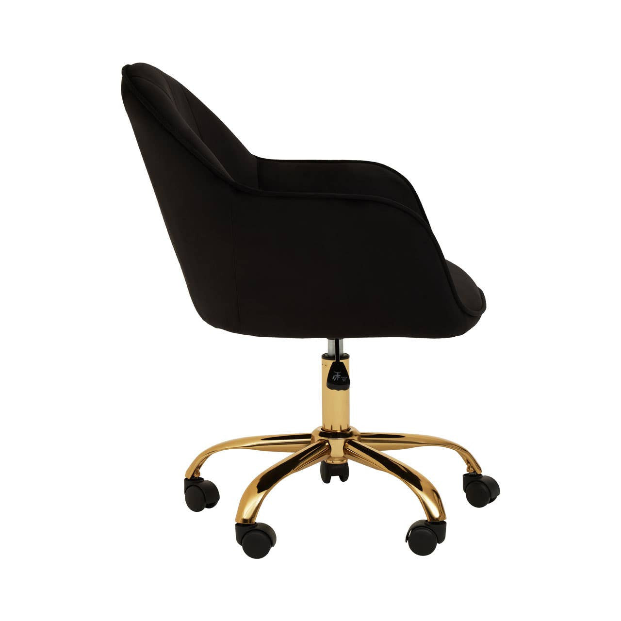 Black Velvet Office Chair with Gold Base – Refined Workspace Seating with Contrast Finish