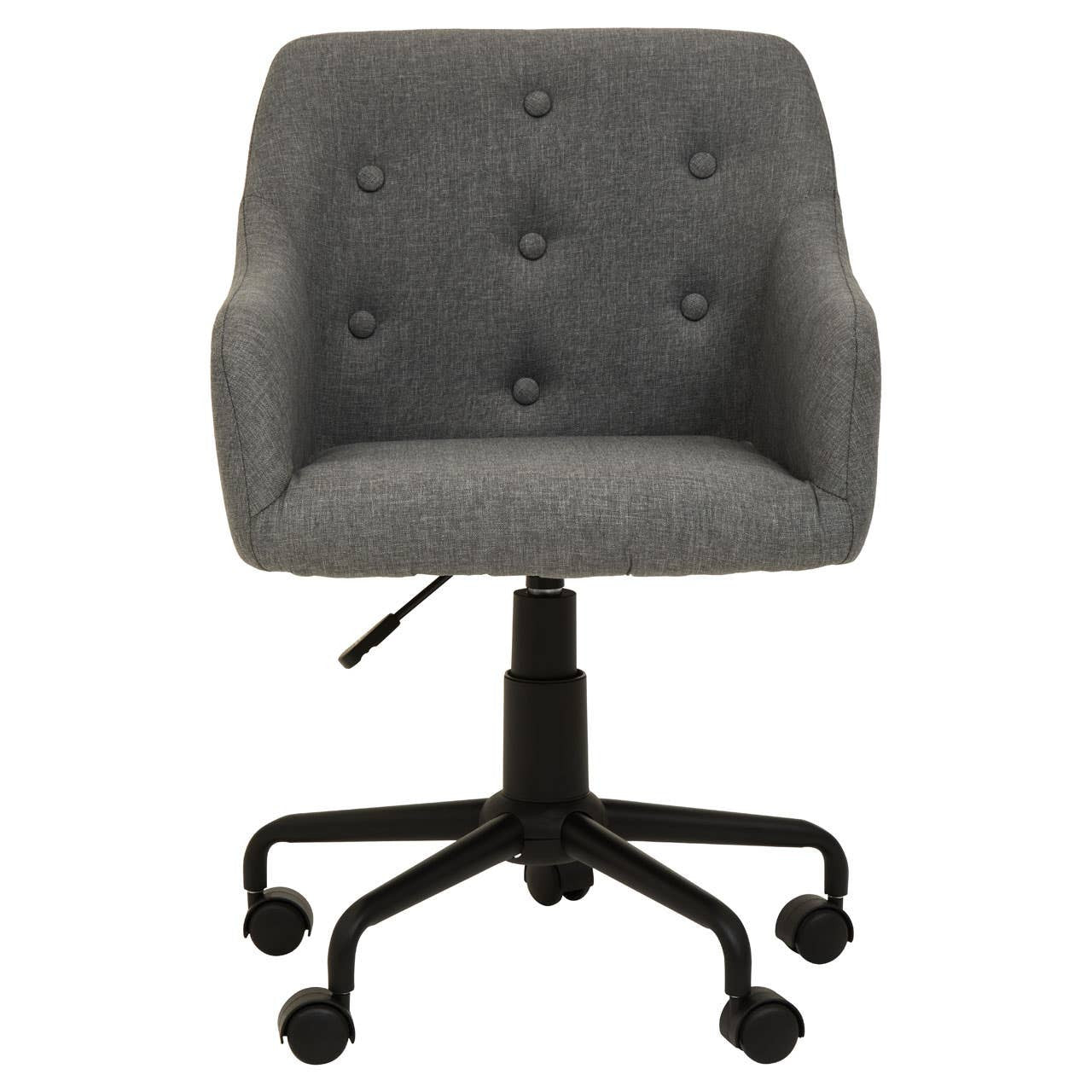 Grey Tufted Office Chair with Black Leg