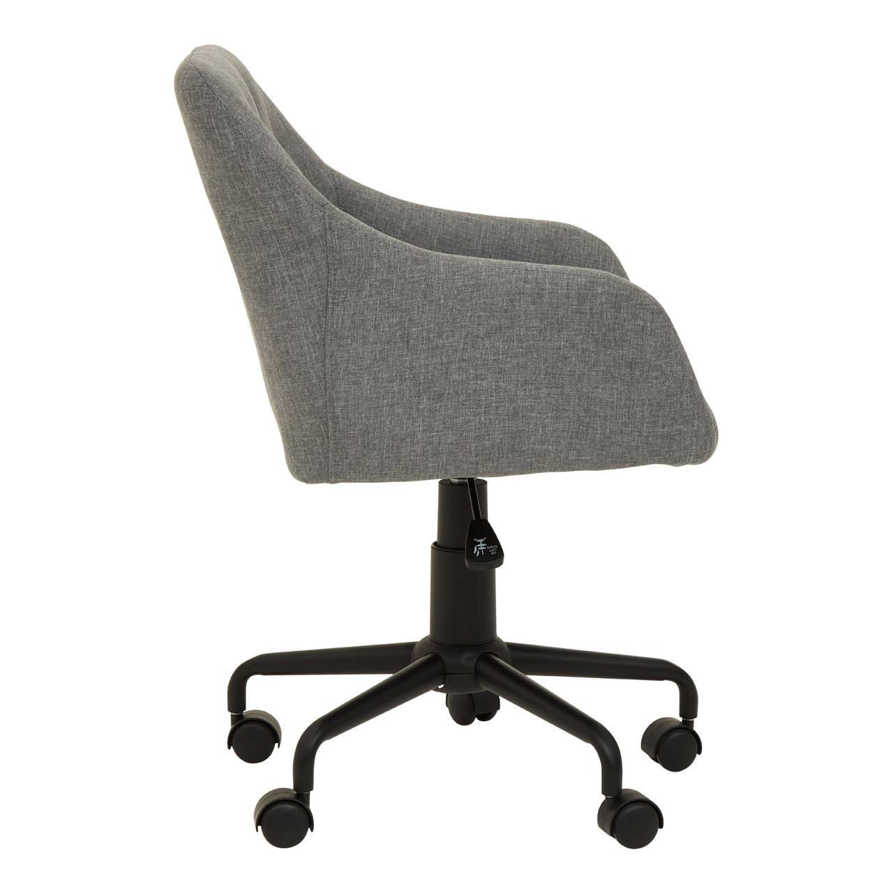 Grey Tufted Office Chair with Black Leg