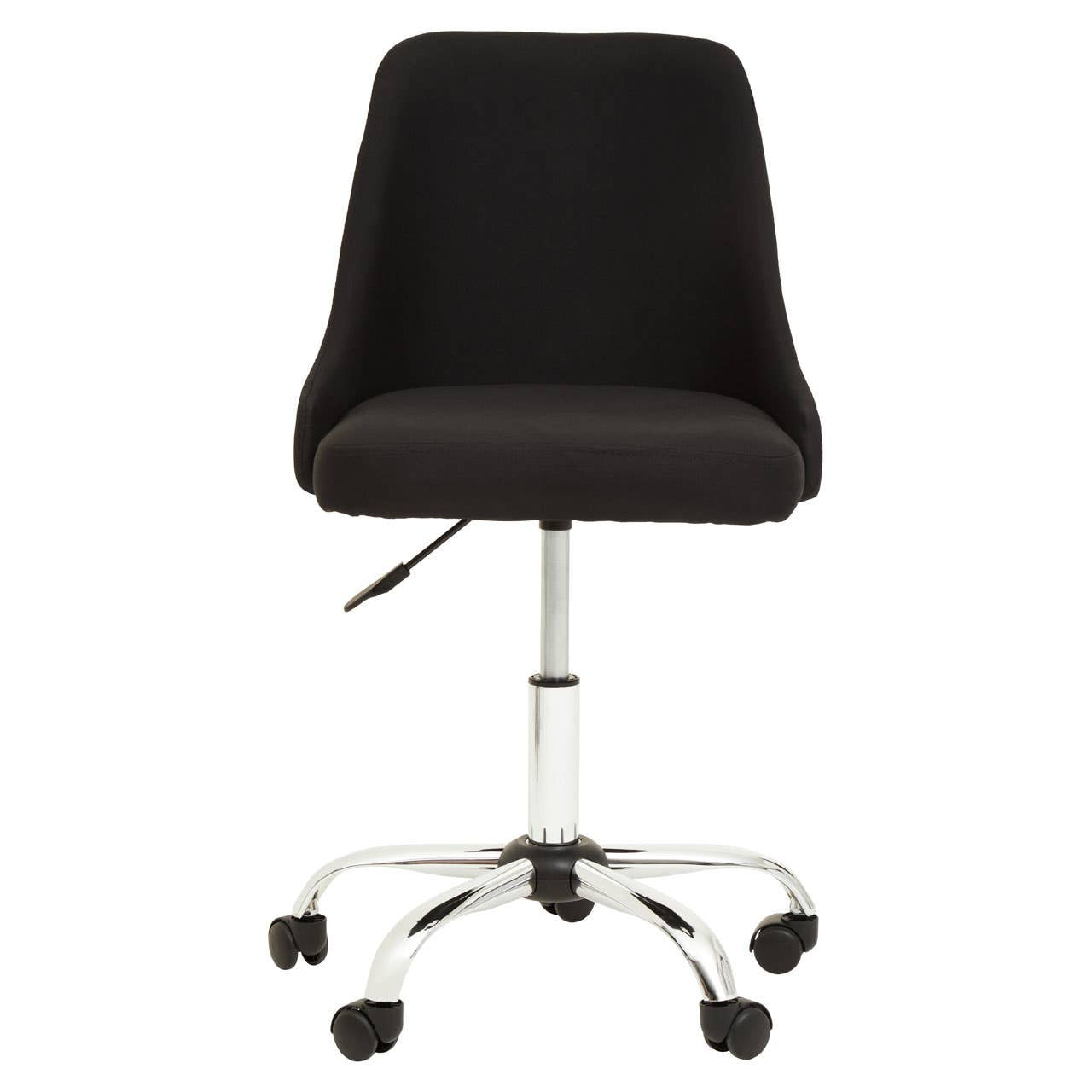 Black Fabric Office Chair with Chrome Base – Minimal Workspace Seating with Medium Back Support