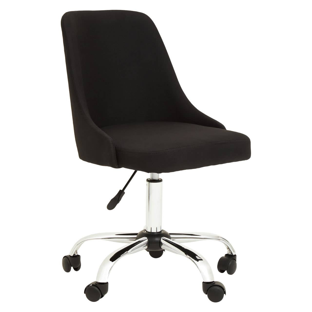 Black Fabric Office Chair with Chrome Base – Minimal Workspace Seating with Medium Back Support