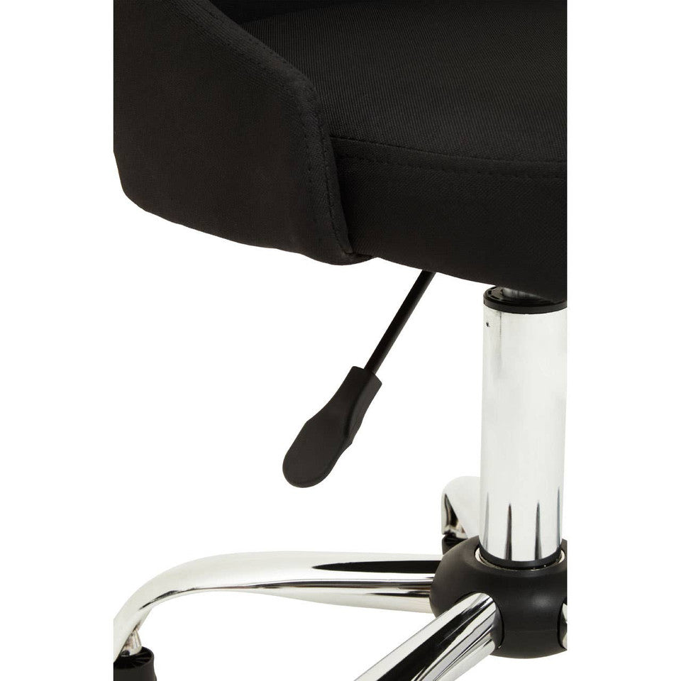 Black Fabric Office Chair with Chrome Base – Minimal Workspace Seating with Medium Back Support