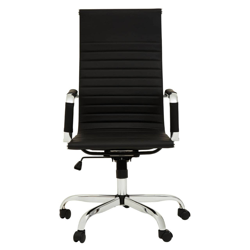 Black High-Back Office Chair – Minimal Workspace Seating with Structured Suppor
