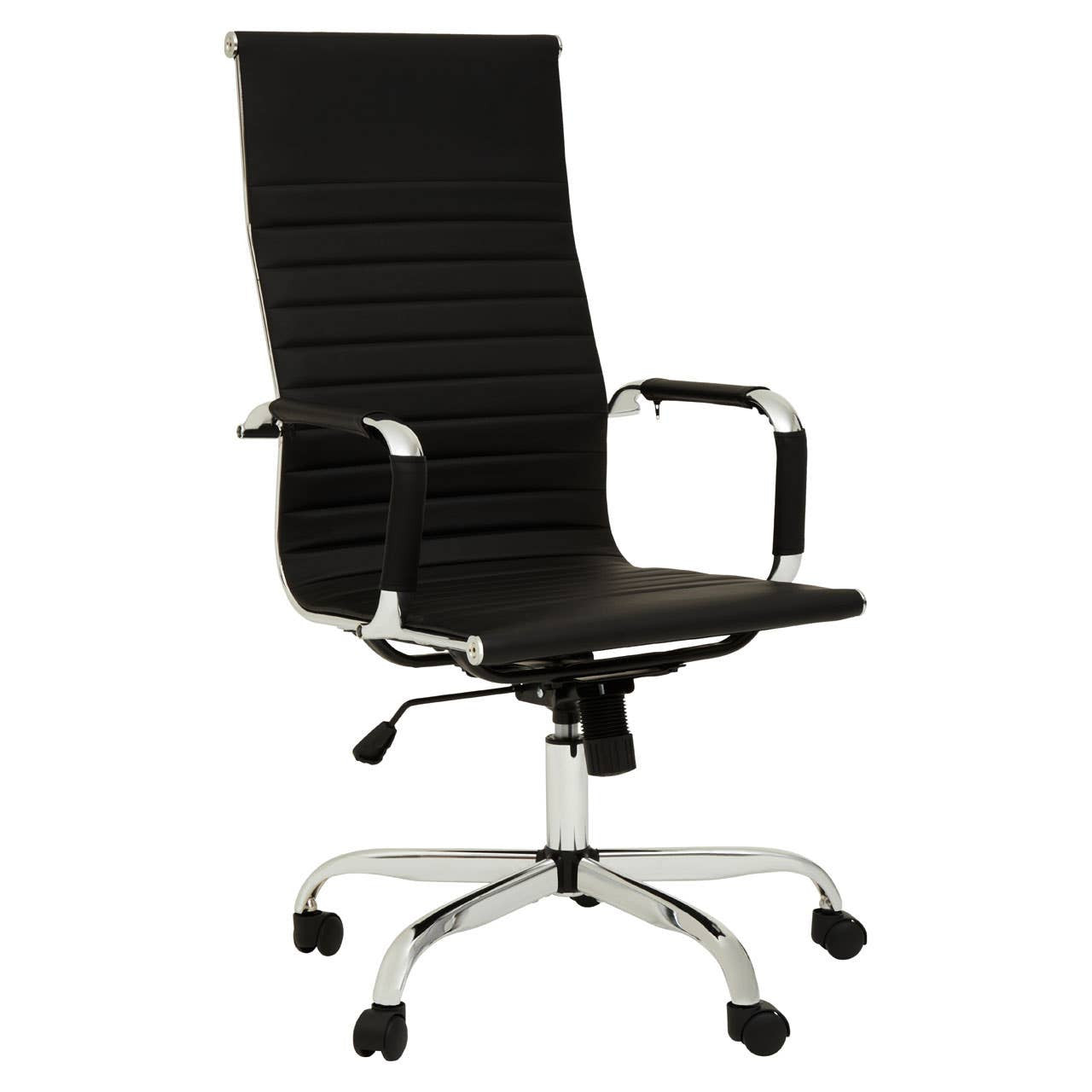 Black High-Back Office Chair – Minimal Workspace Seating with Structured Suppor