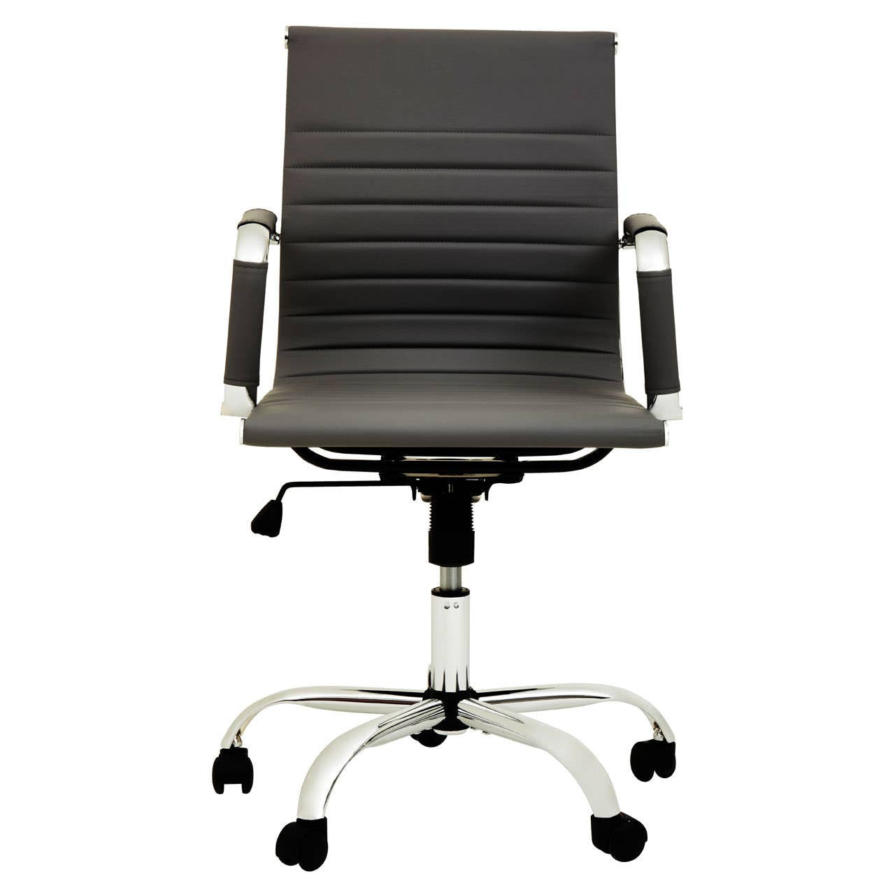 Black Low-Back Office Chair with Chrome Base – Minimal Workspace Seating with Clean Lines