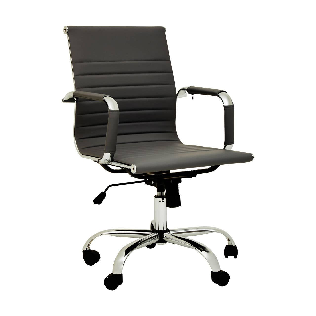 Black Low-Back Office Chair with Chrome Base – Minimal Workspace Seating with Clean Lines