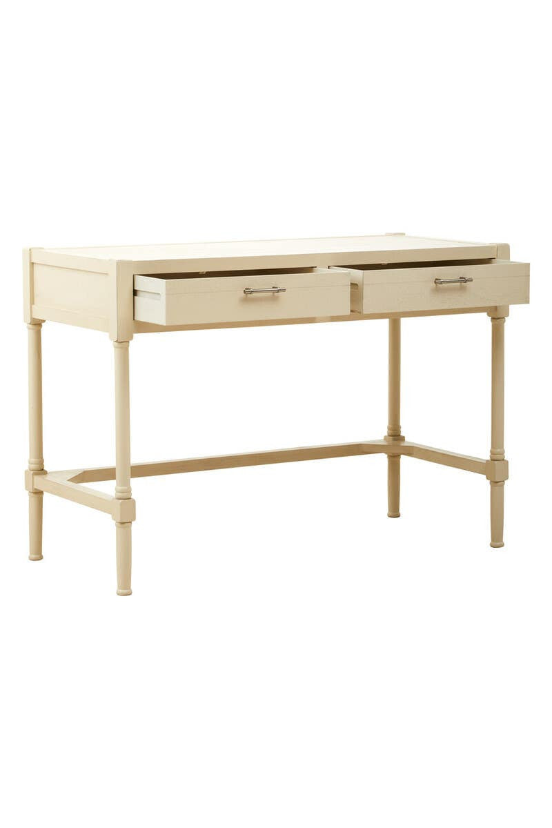 Heritage Ivory Desk with Dual Drawers – Workspace Desk with Carved Legs